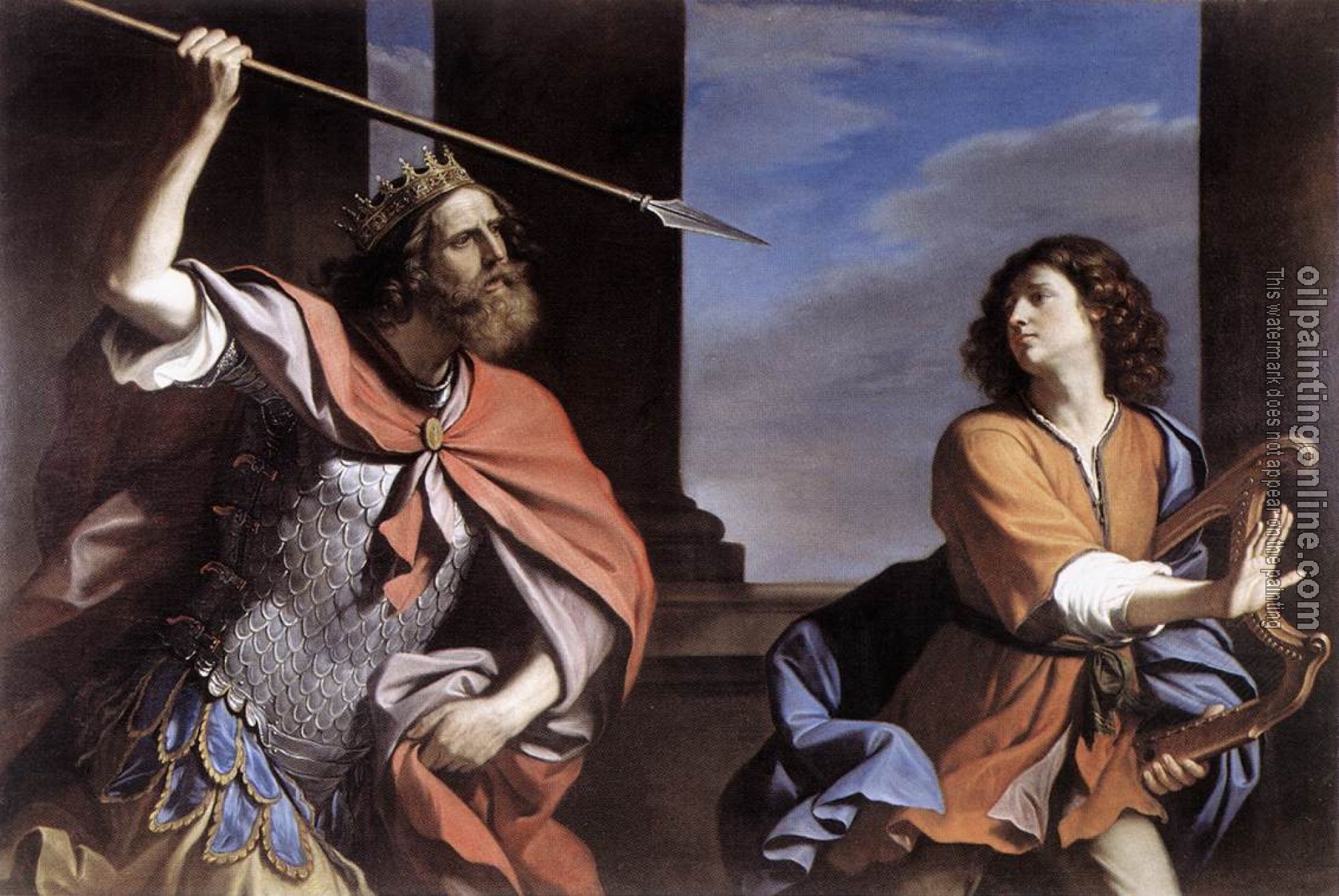 Guercino - Saul Attacking David